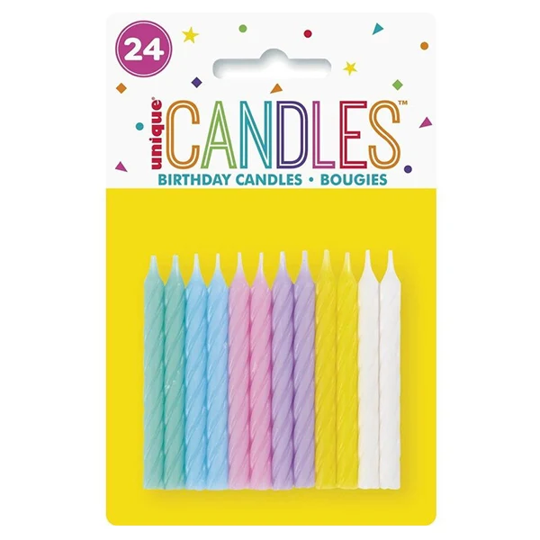 Unique - Pastel Birthday Assorted Candles 24CT