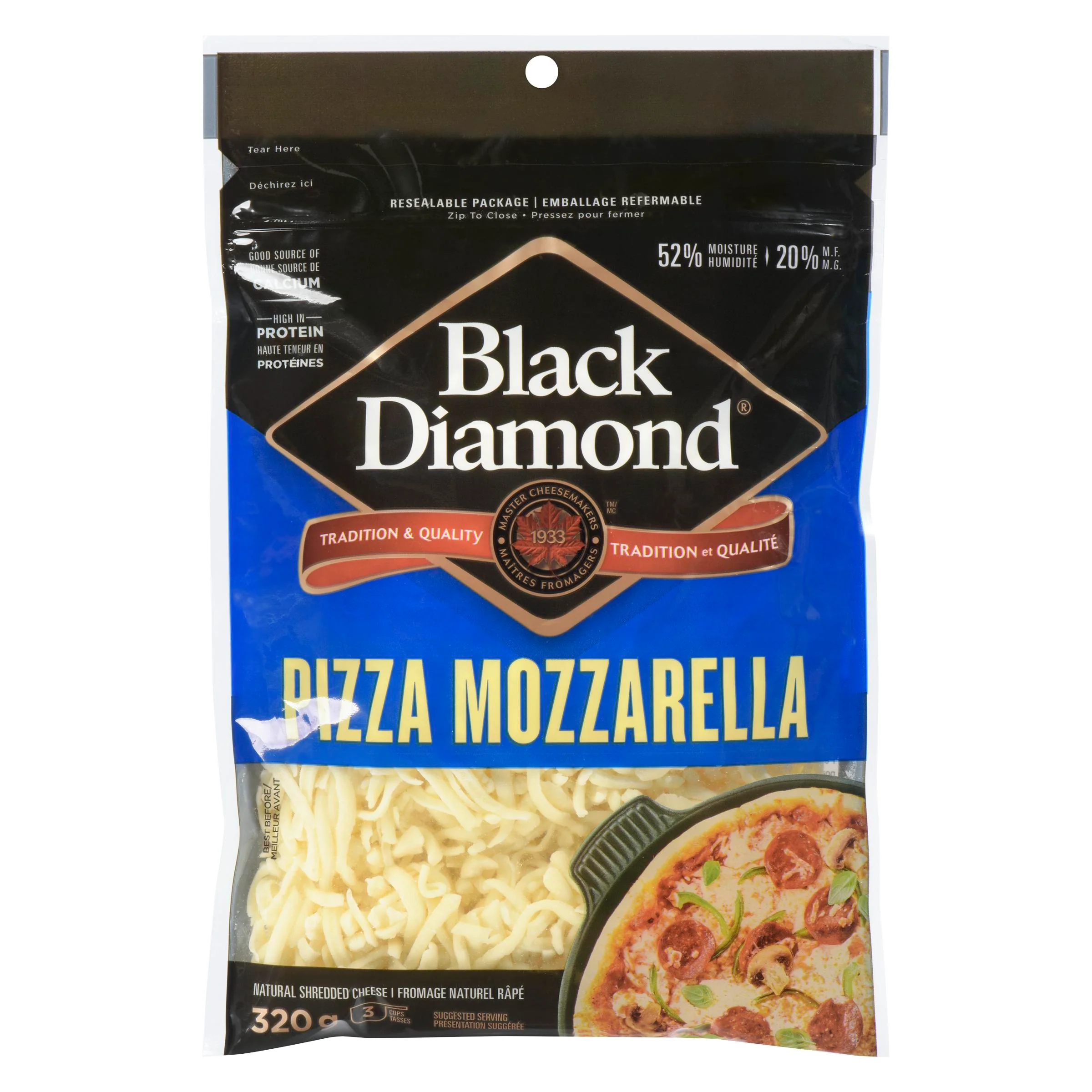 Black Diamond - Regular Mozzarella Shredded Cheese 320GR