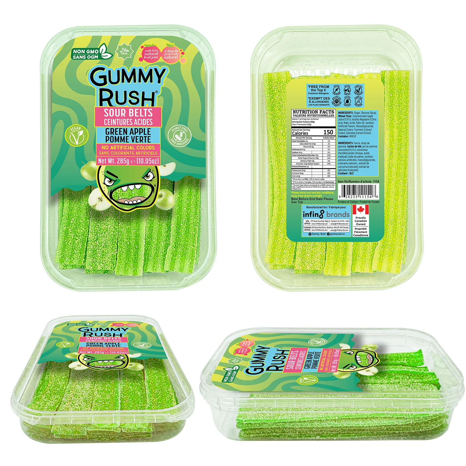 Gummy Rush - Sourbelt Tubs Green Apple 285GR