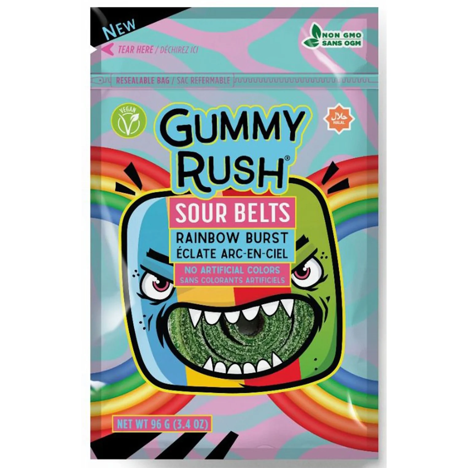 Gummy Rush - Sourbelt Rainbow Burst 12x96 GR