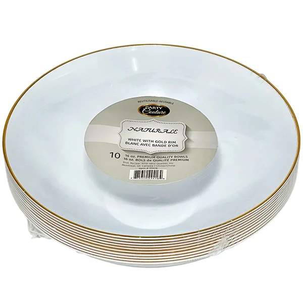 Naturale - 9" White Plate W/ Gold Rim 12x10 PK