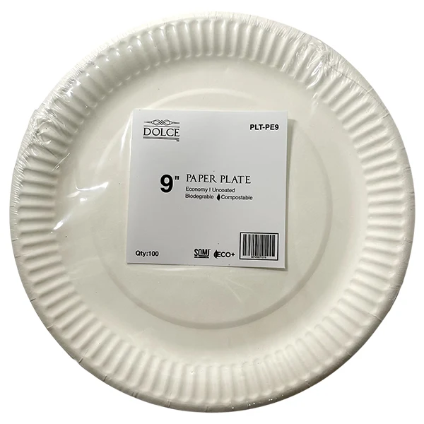 Dolce - Uncoated Compostable Plates 9IN 100EA