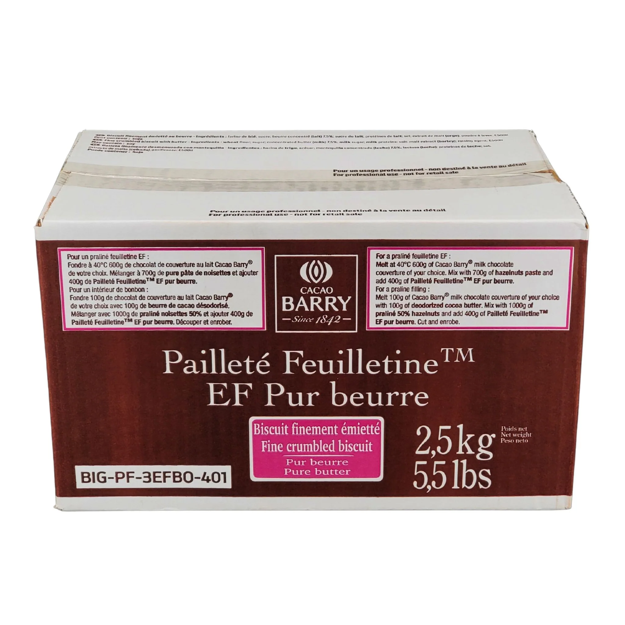 Cacao Barry - Fine Crumbled Biscuit with butterfat - Halal - 2.5kg — Case (4 x 2.5 KG)