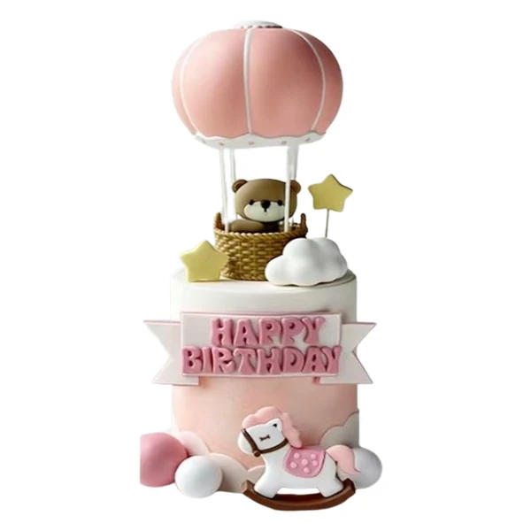Roots Baker - Hot Air Balloon Cake Topper Pink 4PK