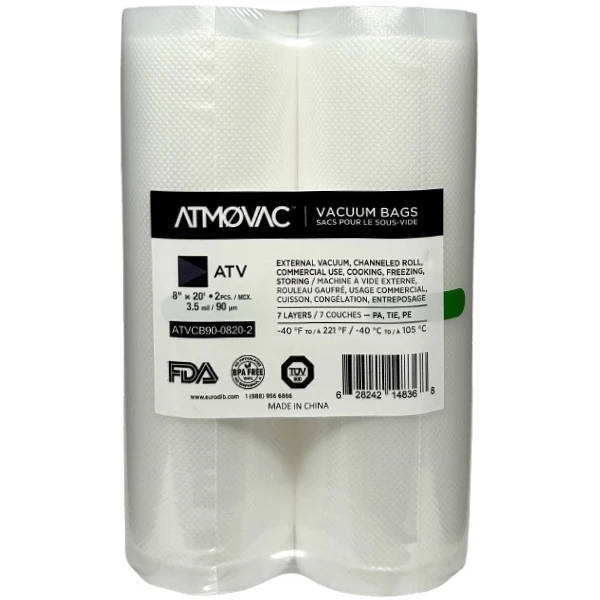 Atmovac - 8"x20FT Channelled Vacuum Bag Roll 2PK