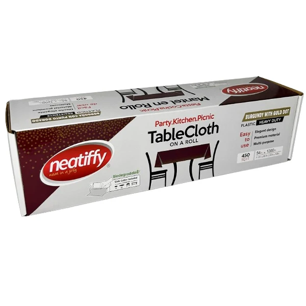 Neatiffy - Burgundy Gold Dot Tablecloth Roll 9x1