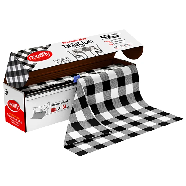 Neatiffy - Blk Checker Tablecloth 54INx108FT 9x1 Roll