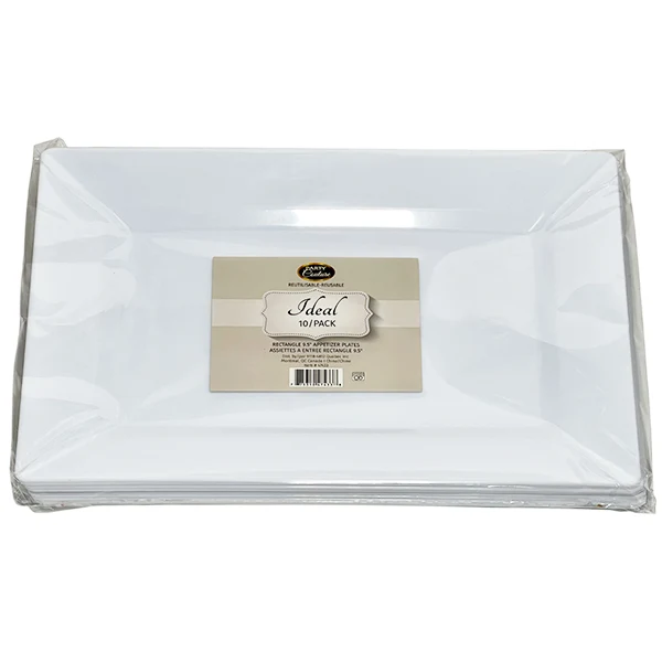 Party Couture - Wht 9.5" Rectangle Dessert Plate 10PK