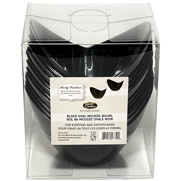 Party Couture - Black Mini Oval Mousse Bowls 12EA