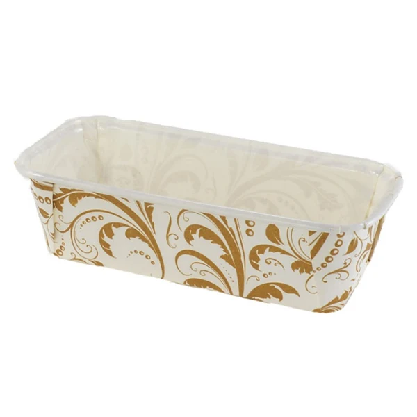 Novacart - Loaf Mold Bianco Ramage White/Gold 6.25x2.125x 2IN 18x40 PK