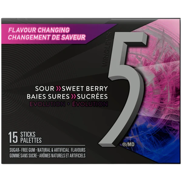 5 Gum - Sugar Free Sour Sweet Berry 12x10x15 EA