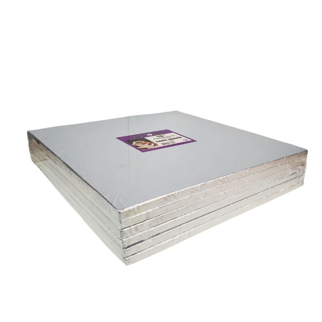 Decora - 16" 1/2" Square Cake Drum - Silver — Case (6 CT)