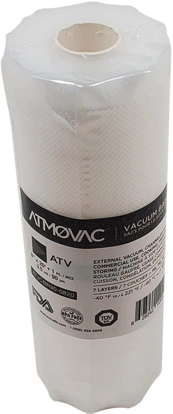 Atmovac - 8" x 20' - Channeled Vacuum Bag Roll — Case (2 CT)