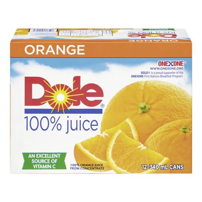 Dole - 100 Percent Orange Juice 12x340ML