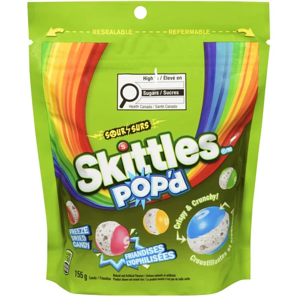 Skittles - Sour Pop'D Candy 8x155 GR