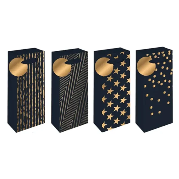 Epc - Premium Black/Gold Stamp Wine Giftbag 4STYLES 1 Un