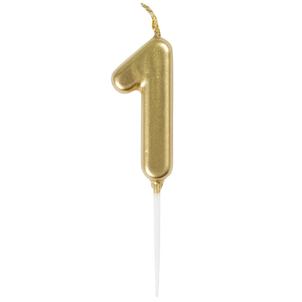 Unique - Mini Gold Pick Birthday Candle 1 6CT