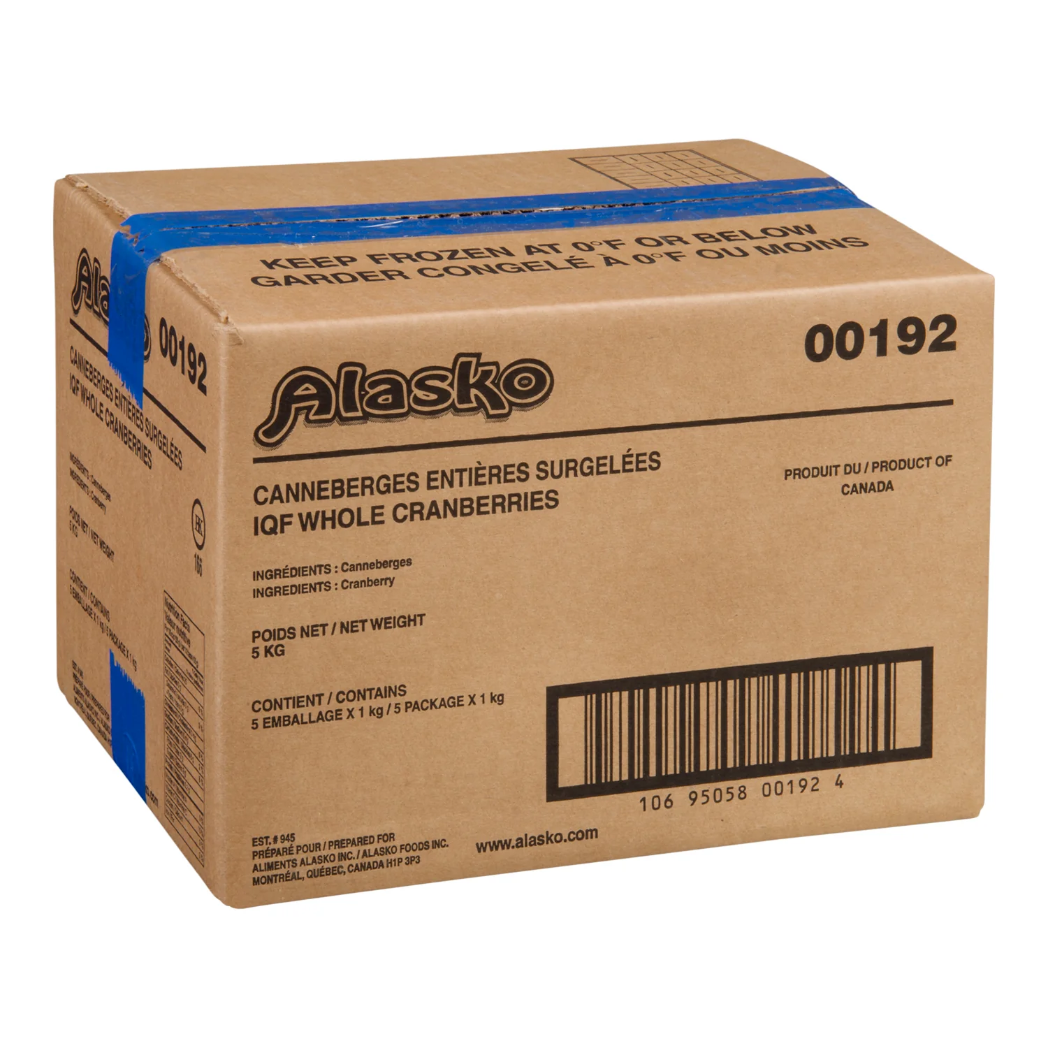 Alasko - Whole Cranberries 5x1KG