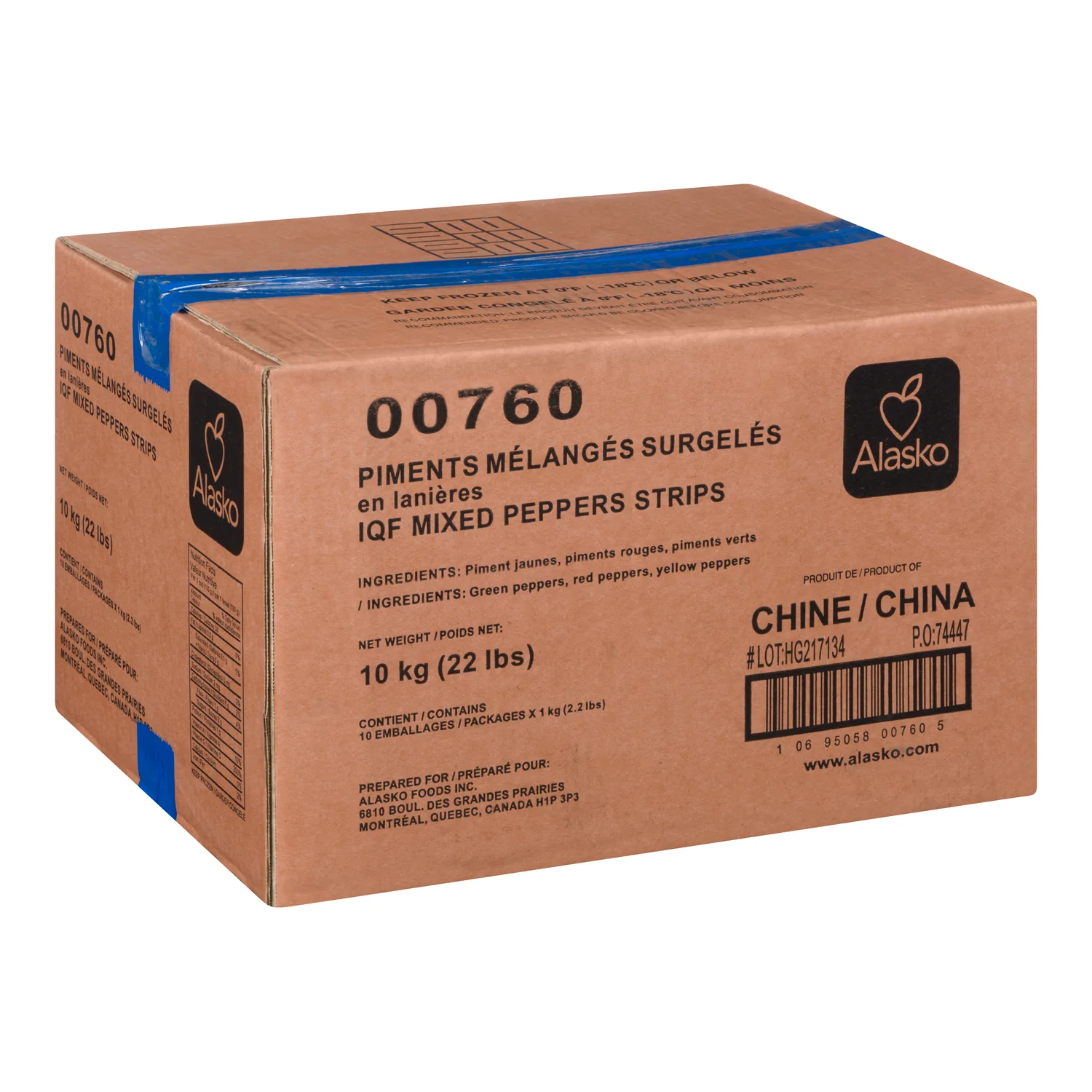 Alasko - Iqf Mixed Pepper Strips 10x1 KG