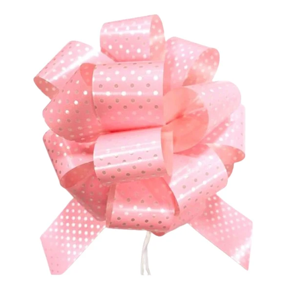Apex - Pull Bow Pink/White Polka Dots 5IN EA