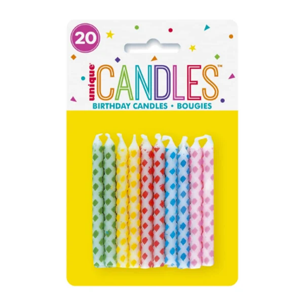 71 - Diamond Dot Candles Multi 20EA
