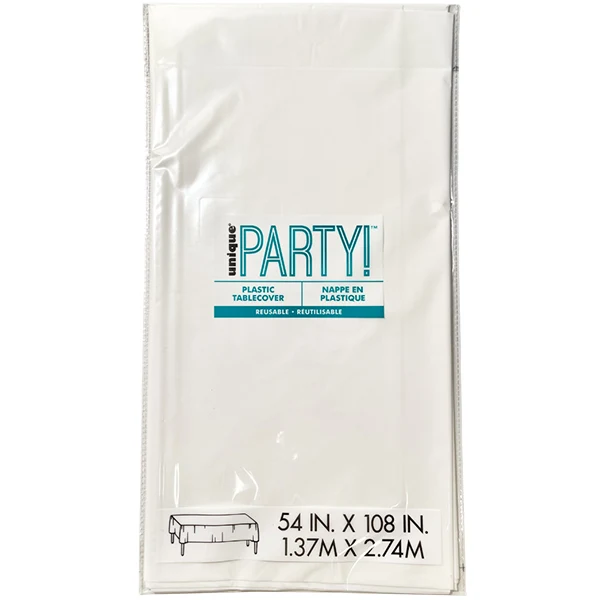 Unique - White Rect Plastic Tablecover 54X108 EA
