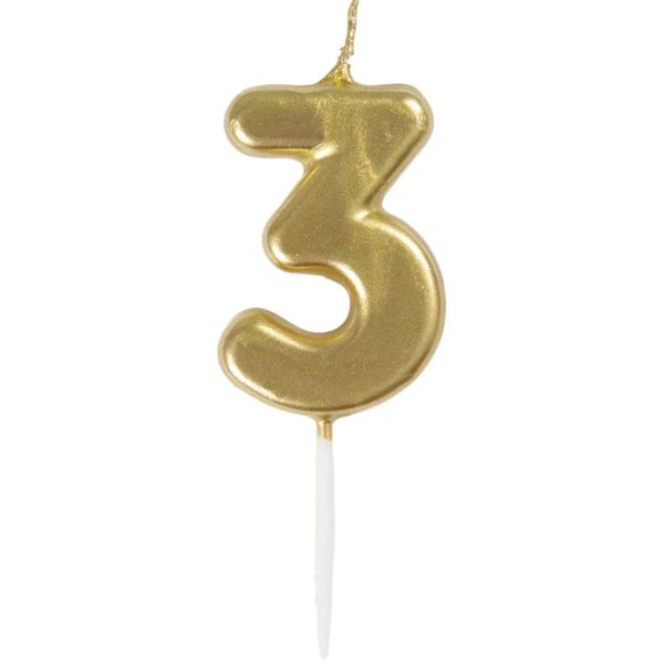 Unique - Mini Gold Pick Birthday Candle 3 6CT