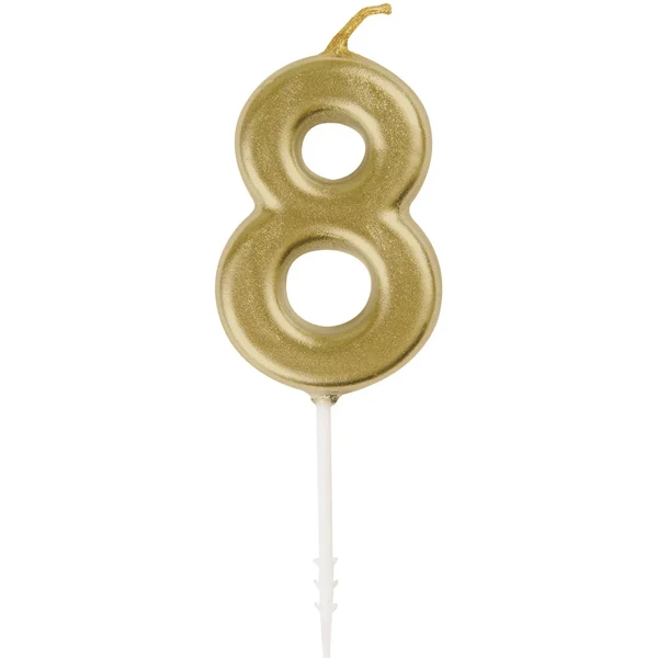 Unique - Mini Gold Pick Birthday Candle 8 6CT