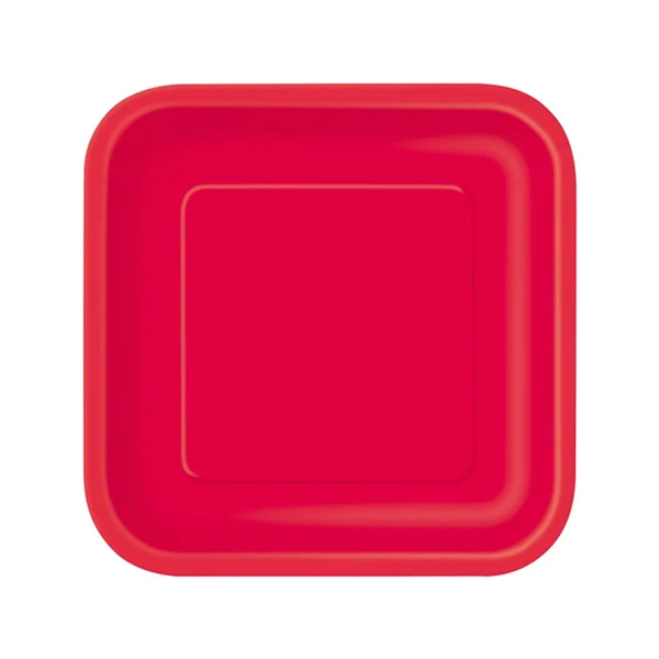 Unique - 7in Ruby Red Square Paper Plates 12PK EA