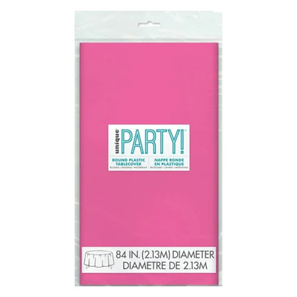 Unique - Hot Pink Round Table Cover 84IN EA