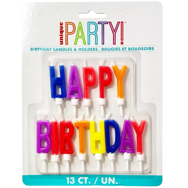 Unique - Happy Birthday Candles & Holder 1EA