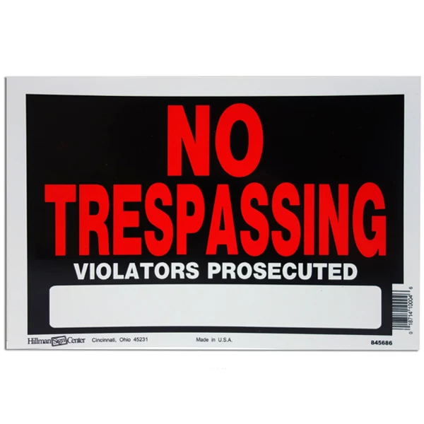 Link - NO Trespassing Sign 1 Un
