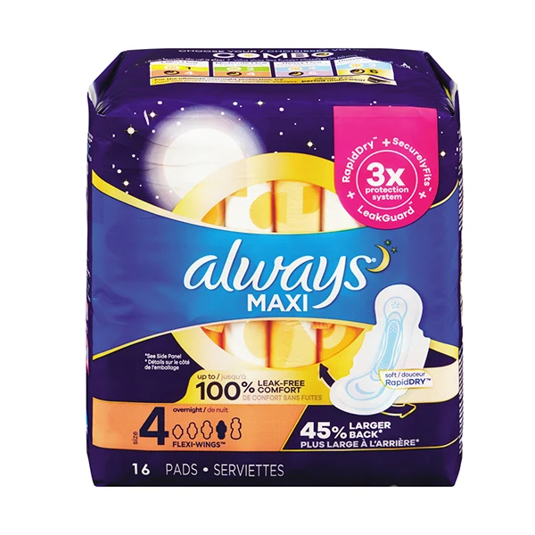 Always - Maxi Size 4 Overnight W/Flexi Wings Pad 16CT