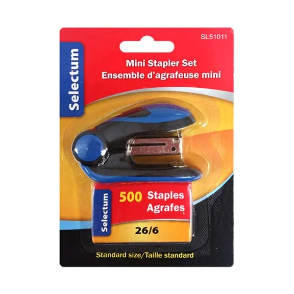 Selectum - Mini Colored Stapler With Staples EA