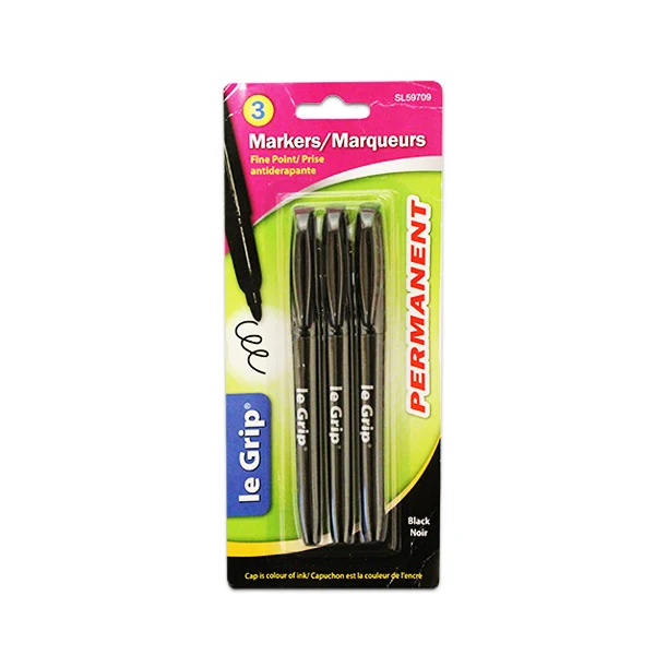 Le Grip - Black Permanent Markers Bullet Point 3 PK