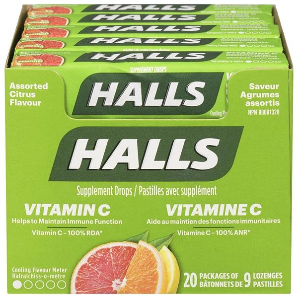 Halls - Defense Vitamin C Citrus 20x9 EA