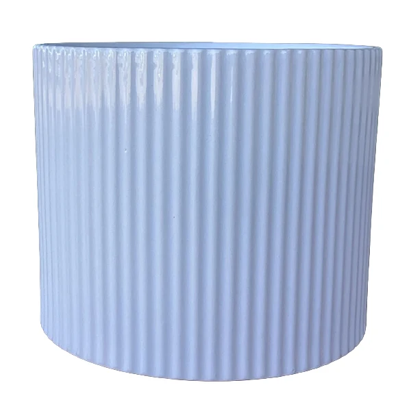 Glazed White Ribbed Cylinder Dolomite Container 6IN 1UN