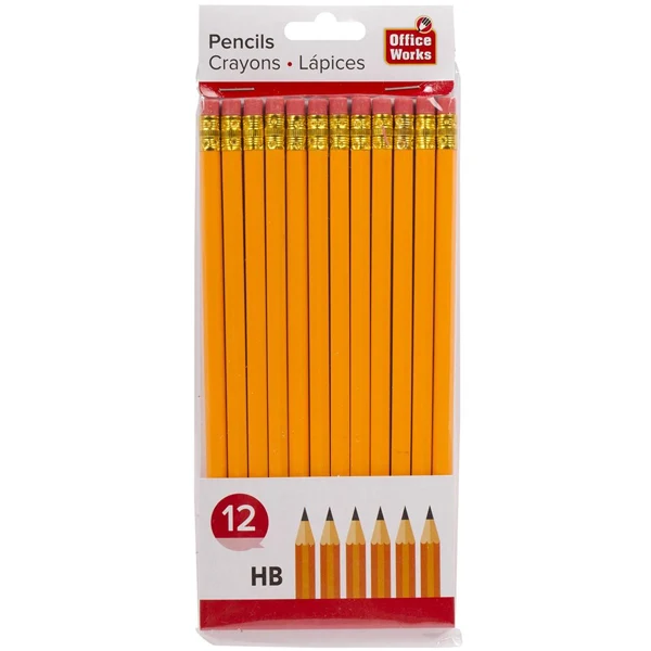 Hb - Pencil W/Eraser 12PC EA