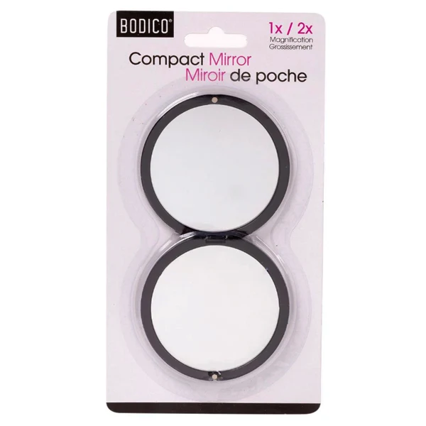 Bodico - Round Compact Mirror 1x/2x Black EA