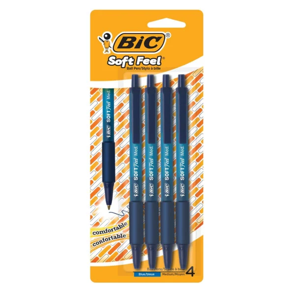 Bic - Soft Feel Medium 4PC Blue Pen 1 PK
