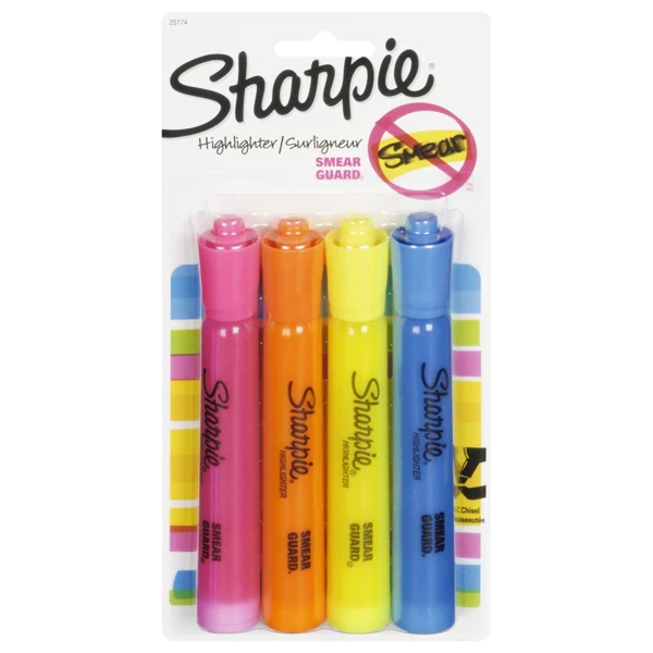 Sharpie - Chisel Tip Tank Highlighters 4COLOURS EA