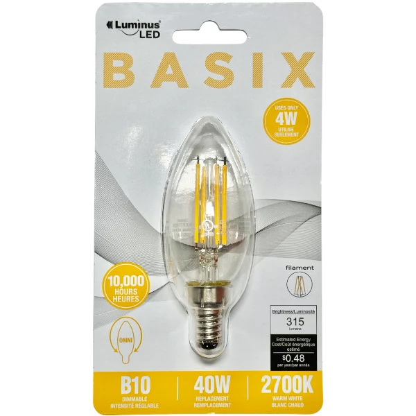 Basix - 4.7 W LED Chandelier Small Base 12x EA