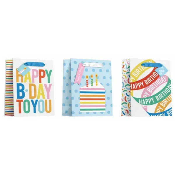 Epc - Glitter Happy Birthday Giftbag Large 3STYLES 12x1 Un