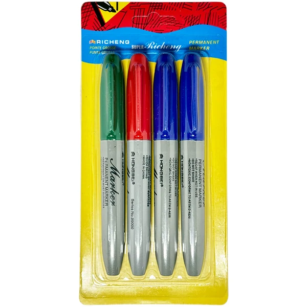 Permanent Bold Black Markers 4PK EA