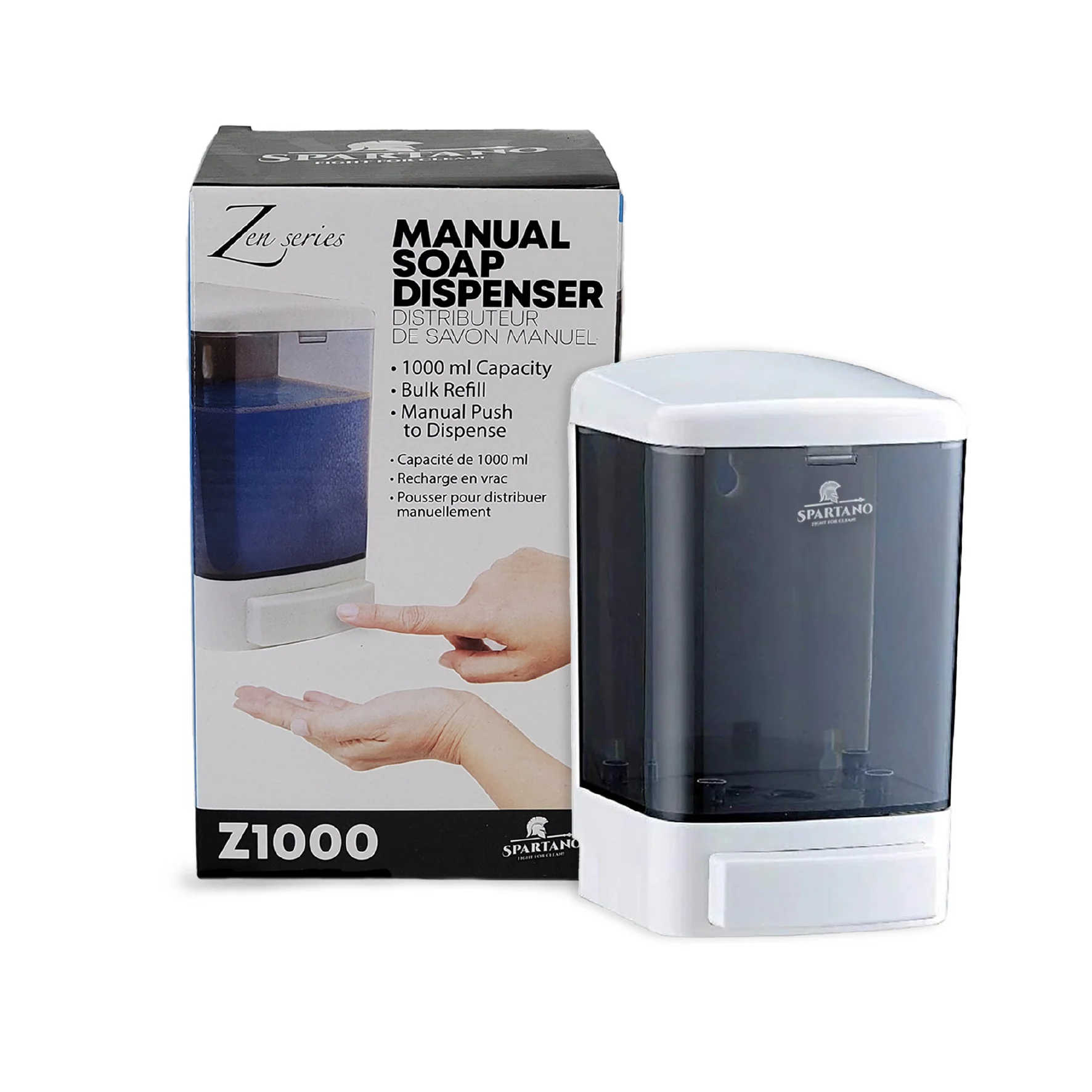 Spartano - Manual Soap Dispenser - White - Z1000 — Case (20 x 1 CT)