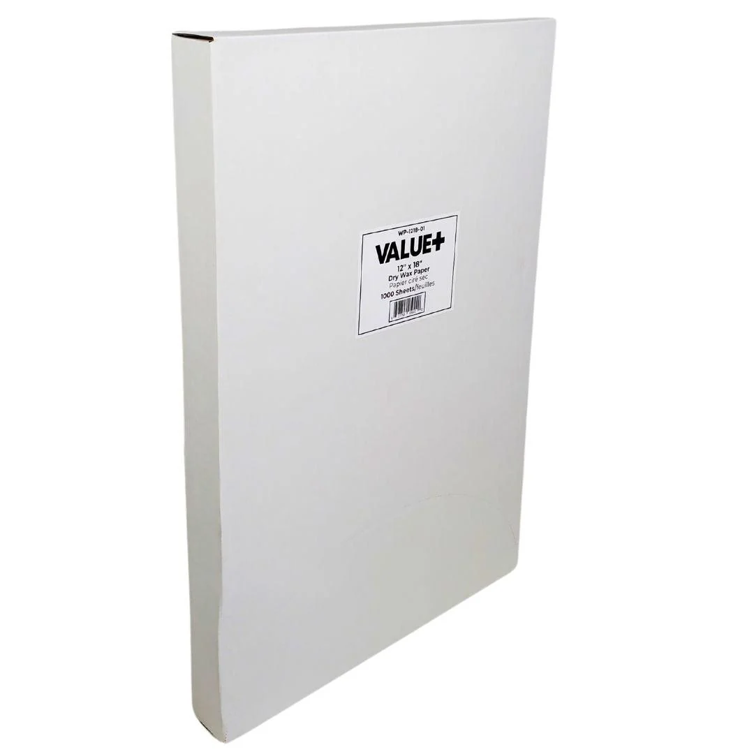 Value+ - Dry Wax Paper - 12"x18" — Case (2 x 1000 CT)