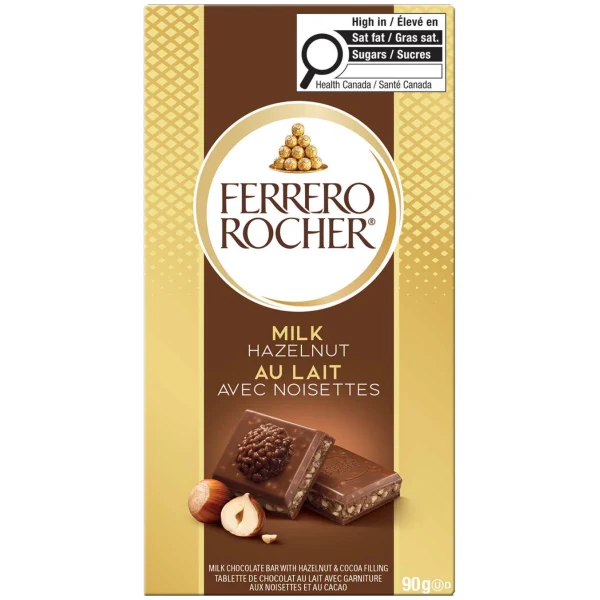 Ferrero - Rocher Milk Hazelnut Bar 90GR