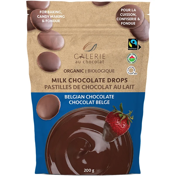 Galerie Au Chocolat - Fairtrade Chocolate Drop Bag 36% Milk 200GR