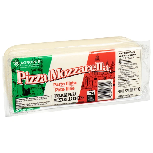 Agropur - Pizza Mozzarella 20% Block 2.27KG