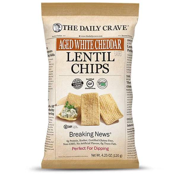 The Daily Crave - Aged White Cheddar Lentil Chips 8x120 GR